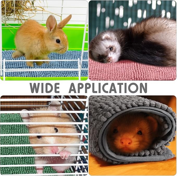 Amylove 4 Pcs Guinea Pig Cage Liner 16 x 24 Inch Washable Chenille Pee Pads Pet Dog Cat Bedding Training Mat Reusable for Small Animals Puppy Bunny Hamster Chinchilla