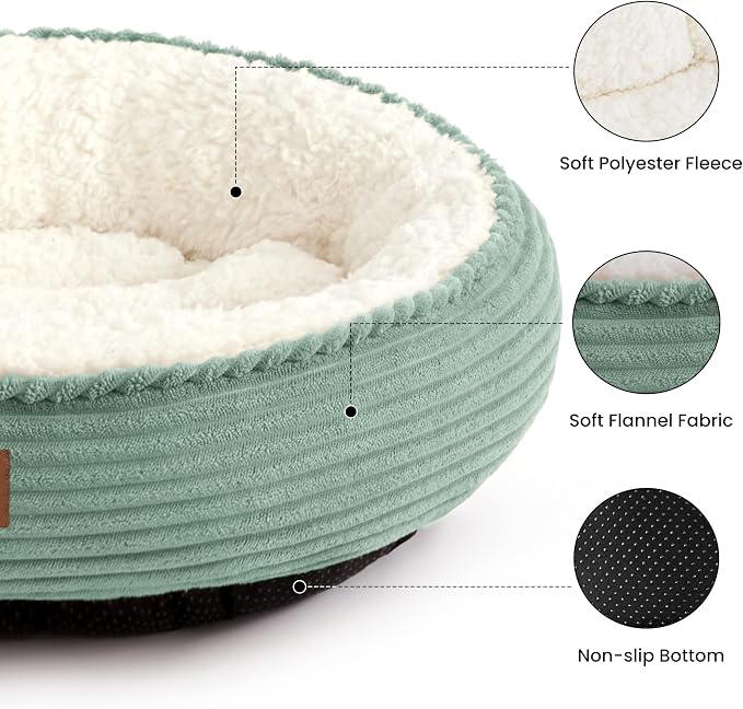 Love's cabin Round Donut Cat and Dog Cushion Bed, 30in Pet Bed for Medium or Large Dogs, Anti-Slip & Water-Resistant Bottom, Soft Durable Fabric Pet Beds, Washable Calming Cat Bed, Apple Green