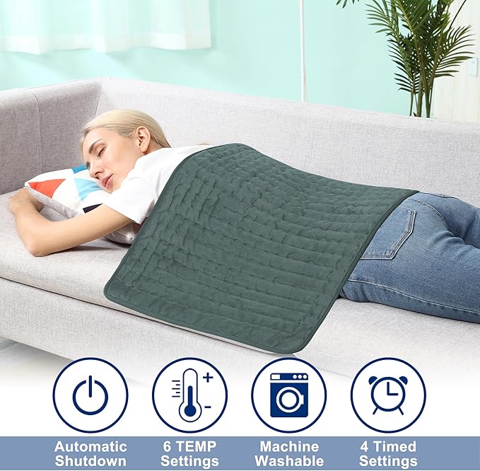 40"X20" Electric Heating pad with 6 Heat Settings, Auto Shut Off, Dark Gray Dry Electric Heating for Back Neck Knee Arms Legs Shoulder Heat Pads for Christmas Birthday Father's Day Mother's Day