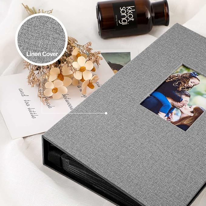 Ywlake Photo Album 4x6 300 Pockets, Linen Photo Albums Holds 300 Horizontal Pictures Only Grey