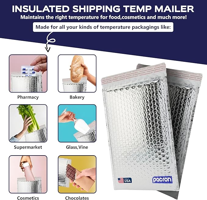 100-Pack Insulated Silver Thermal Bubble Mailers 18 x 23 - Waterproof Metallic Foil Self-Sealing Padded Envelopes for Cold Shipping, Perishables, Food, Cosmetics, Pharmaceuticals
