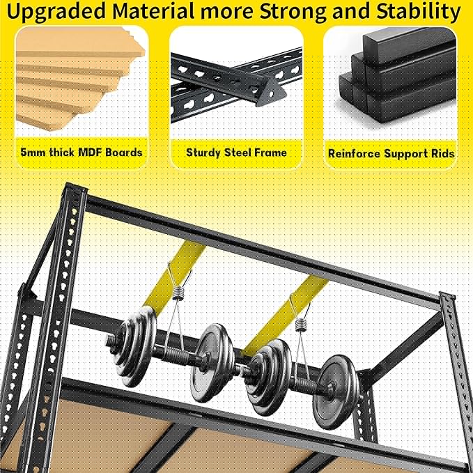 48" W Garage Shelving Heavy Duty 3080LBS Garage Storage Shelving, 5 Tier Adjustable Metal Shelving Unit Utility Rack Shelf for Warehouse, Pantry, Closet, Kitchen 72" H x 48" W x 24" D, Black,2PCS