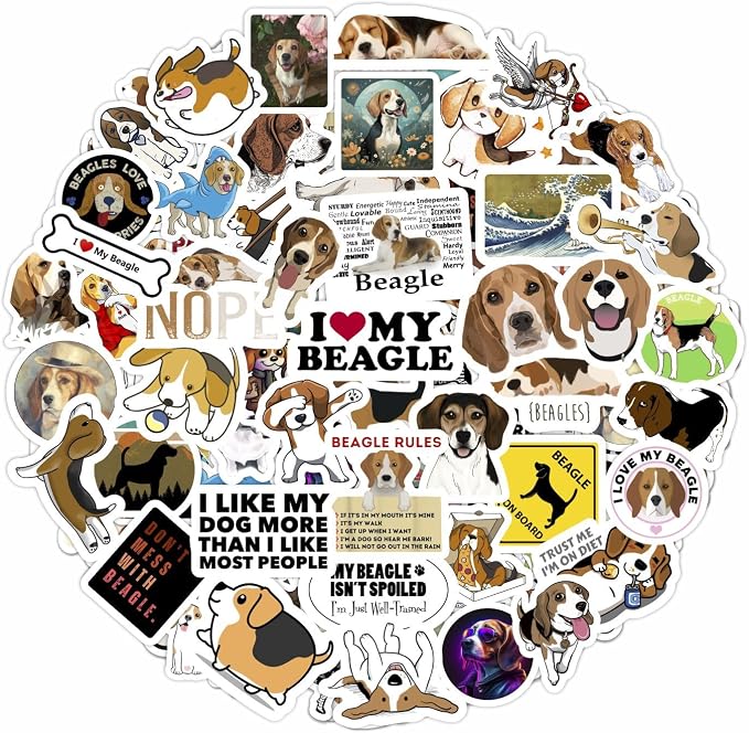 100Pcs Beagle Stickers for Water Bottle and Laptop - Dog Lover Party Supplies & Decorations, Waterproof Vinyl Puppy Decals, Cute Beagle Stickers Laptop Decals, Gifts for Women & Men