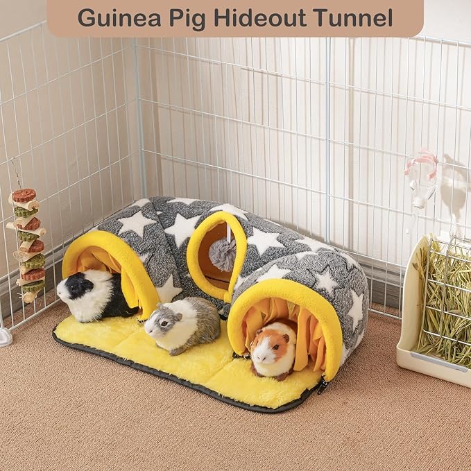 Avont Guinea Pig Tunnel, Small Animal Hideaway Tube Toy | Cozy Plush Tunnel for Guinea Pigs and Small Pets with Non-Slip Bottom and 2-In-1 Design in Medium Size Starry