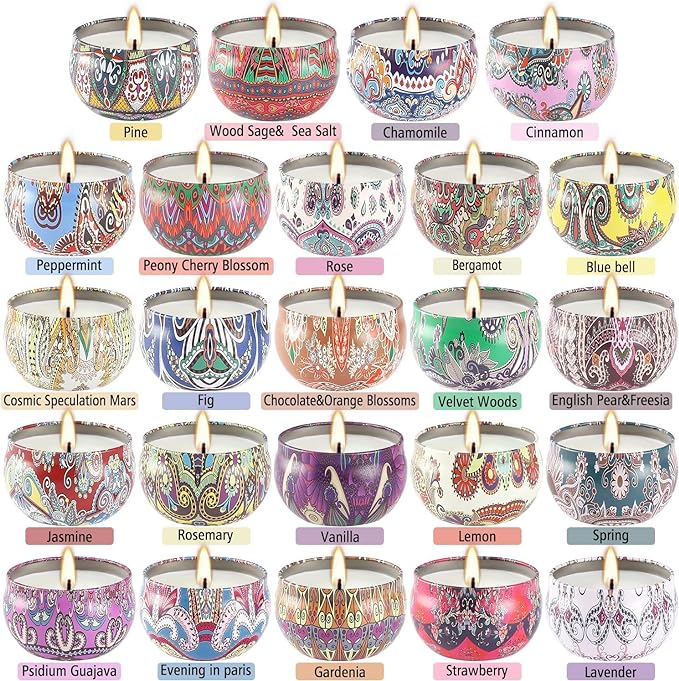 24Pack Scented Candles,Soy Wax Jar Candles,Aromatherapy Candles for Home 2.5 OZ Scented Candles for Mom for Christmas Candles, Birthday, Thanksgiving, Mother's Day,Valentine'sDay