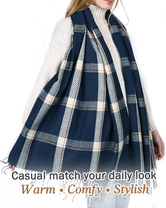FURTALK Winter Scarf for Women Shawl Soft Tassel Plaid Large Oversized Scarves Wraps