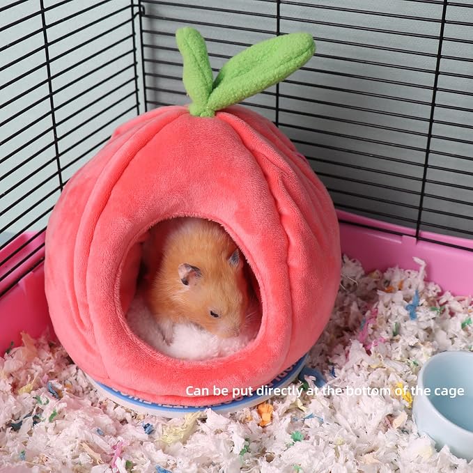 Pet Hideout House - Rat Beds, Small Animal Washable Cage Accessories - Hamster, Syrian Hideout, Sugar Glider Hammock for Dwarf Hamsters, Squirrel, Chipmunks - Pink