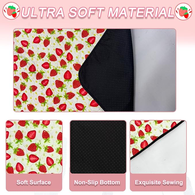 2 Pack Guinea Pig Cage Liners, 36"x 72" Washable Waterproof Bedding for Rabbit, Bunny, Hamster & Small Animals, Reusable Super Absorbent Pee Pads for C&C Cage, Strawberry Print