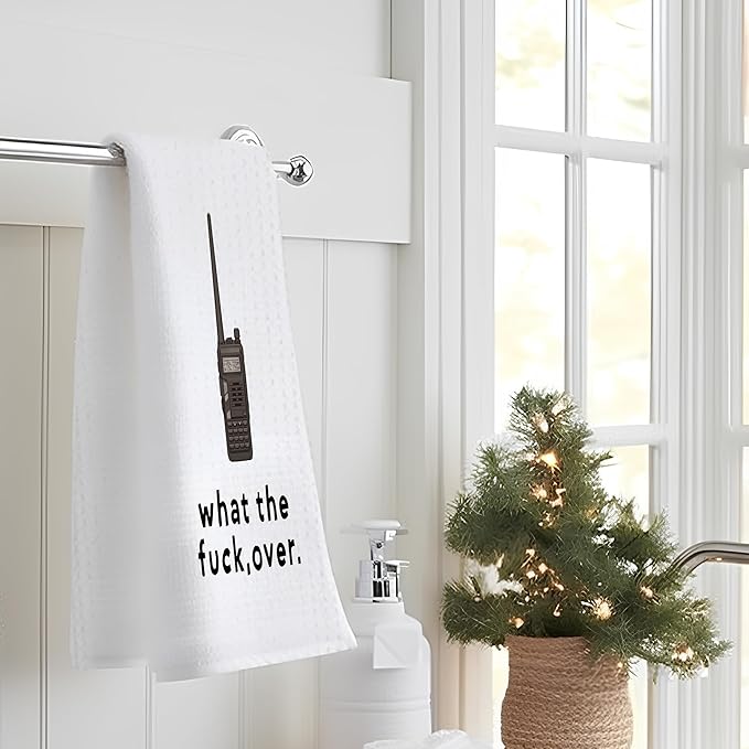 Funny Walkie Talkie Kitchen Towels, Sarcastic Meme Hand Towels for Bathroom, Funny Dish Towels Tea Towels with Saying, Sarcastic Gifts for Women Men, Funny Kitchen Bathroom Decor, 16x24 Inch