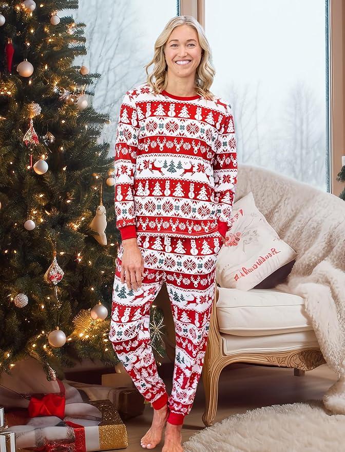 PATPAT Christmas Family Matching Pajama Sets Includes Christmas Socks - Perfect for Family Photos & Holiday Celebrations