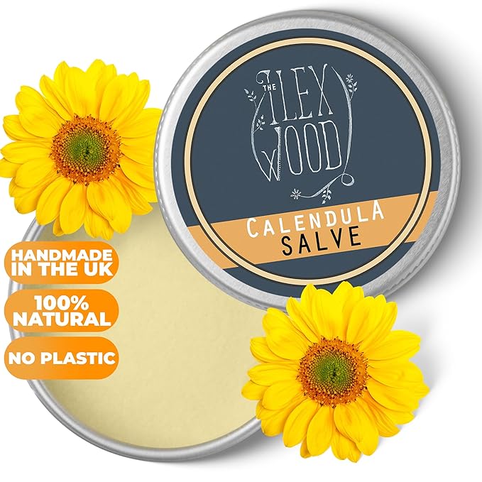 The Ilex Wood - Calendula Salve - all natural balm, soothes rashes, itching, dry skin, eczema, hand cream for women and men, cruelty free, plastic free - 3.38 fl oz (100ml)