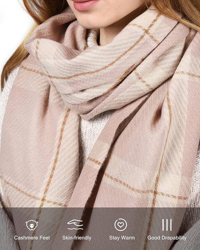 FURTALK Winter Scarf for Women Shawl Soft Tassel Plaid Large Oversized Scarves Wraps