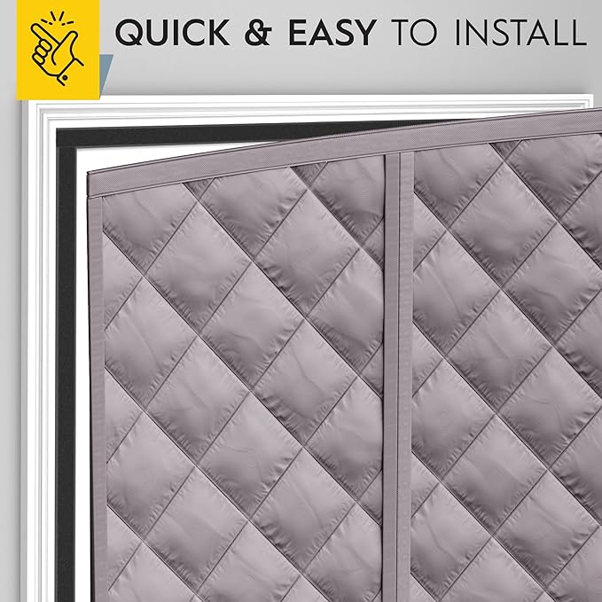 AUGO Thermal Door Curtain - Magnetic Insulated Cover for Winter - Keeps Warm Air In & Cold Air Out - Home Winterizing Product