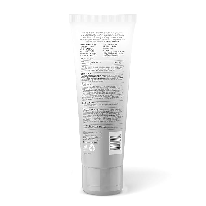 Sonrei Clearly Zinq Mineral Gel Sunscreen SPF 60 – 24% Non-Nano Zinc Oxide, Broad Spectrum UVA/UVB, Reef Safe, Vegan, Fragrance-Free, Clear Gel for Face & Body, 3.40 Fl Oz (Pack of 2)