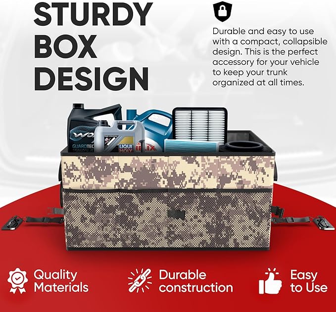 FORTEM Trunk Organizer For SUV Car Trunk Organizer, Foldable Storage, Car Accessories for Women Men, Collapsible Bag, Perfect Christmas Gifts, 600D Oxford, Non Slip Bottom, Straps, Soft Cover (50L)