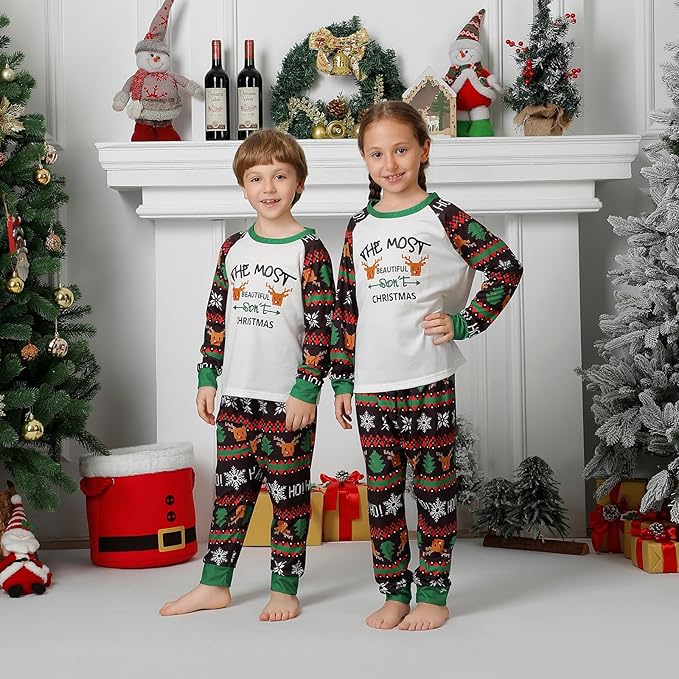 PYAEAS Matching Family Pajamas Sets Christmas PJ's Jammies Holiday Sleepwear Loungewear for Adult Women Men Xmas Outfits