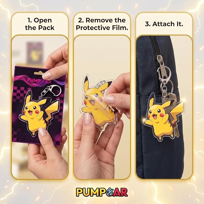 PumpCar Acrylic Keychain Double-Sided Charm Key Ring with Metal Clip Backpack Charm Bag and Car Key Accessory Collectible