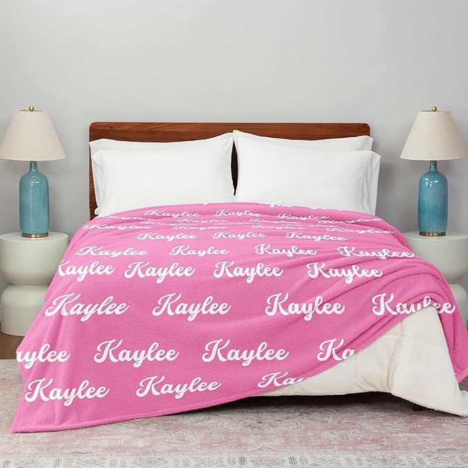 Ship Next Day,Custom Blanket with Name,Personalized Blankets for Kids,Customized Fleece Throw Blanket Christmas Blanket Gifts for Daughter Son