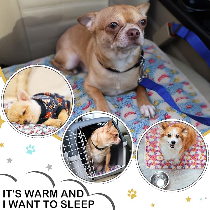 Reginary 4 Pcs Guinea Pig Fleece Blankets, Moon Star, 24 x 16 Inch | Waterproof Washable Cage Liners, Absorbent Double Layer Bedding for Guinea Pigs, Reusable Pads for Hamsters Rabbits