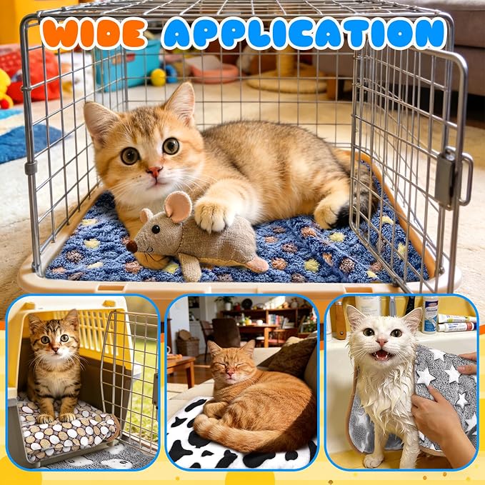 Eilyliafe 6 Pcs Guinea Pig Bedding Cage Liners Small Animal Flannel Blankets Sleep Mat Absorbent Reusable Pet Pee Bedding Pad Cover for Hamster Ferret Chinchilla Rabbit Hedgehog (16 x 24 Inch, Multi)