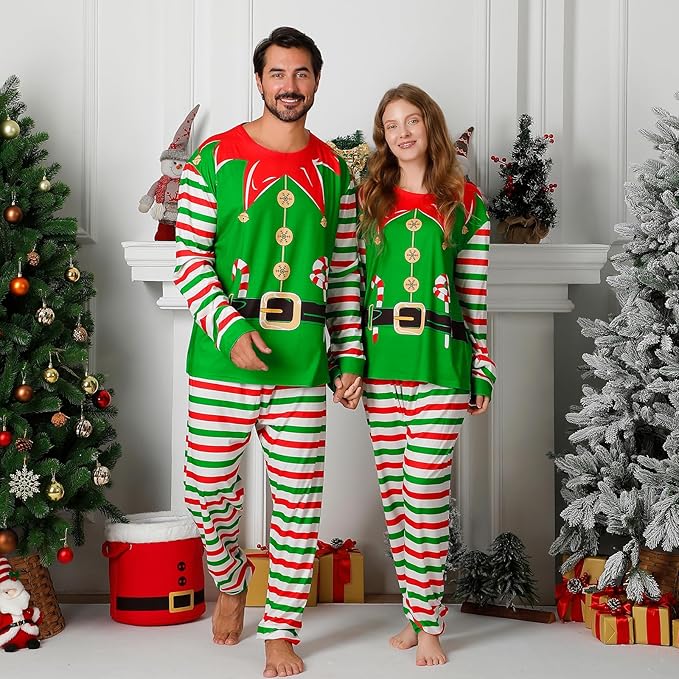 Matching Family Christmas Pajamas Sets, Holiday PJs with Top and Pants, Cute 2 Piece Sleepwear for Couples/Women/Men
