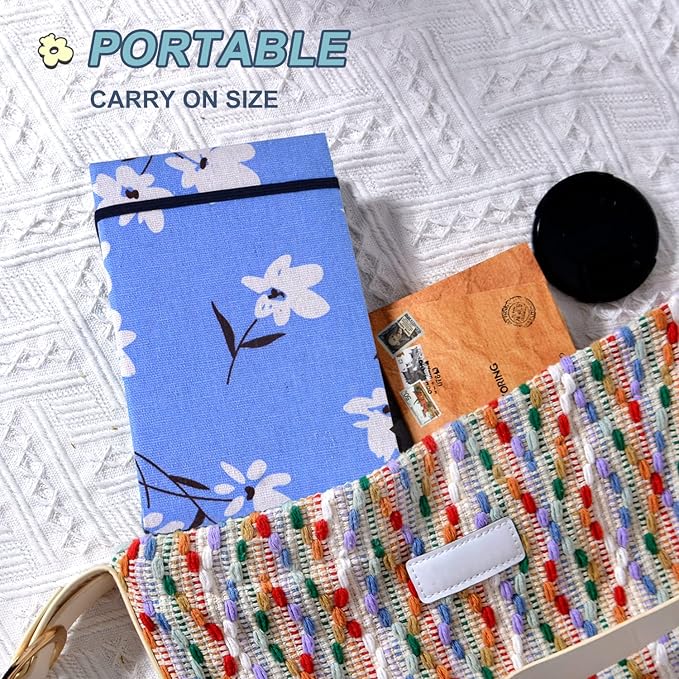 2PACK 4x6 Photo Album, 4x6 100 Pockets Linen Cover Photobook Small Capacity Pictures Book Easy to Classify and Portable for Wedding Family Baby Vacation (Blue + Flower)