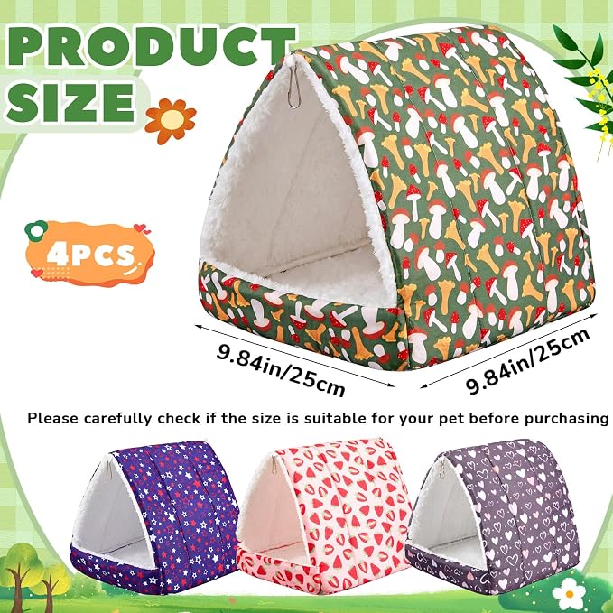 Cinnvoice Guinea Pig Hideout Bed Washable House Cage, Classic, 9.8 in | Soft Tunnel for Hamster Rabbit Bunny Chinchillas Hedgehog Mice Rat, Cozy Hideaway Habitat Accessories, Removable Cushion Pad