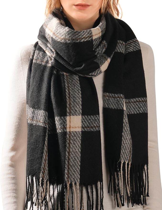 FURTALK Winter Scarf for Women Shawl Soft Tassel Plaid Large Oversized Scarves Wraps