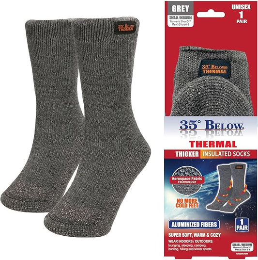 35° BELOW Thermal Insulated 1 or 3 Pk Socks for Men and Women, Designed with Soft Aluminized Loops to Keep Feet Warm and Cozy