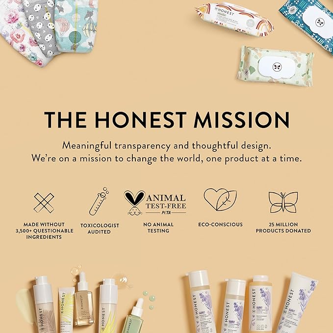 The Honest Company Clean Conscious Multi-Use Wipes Unscented Hypoallergenic Baby for Sensitive Skin 99% Water Plant-Based Compostable Rose Blossom 288 Count
