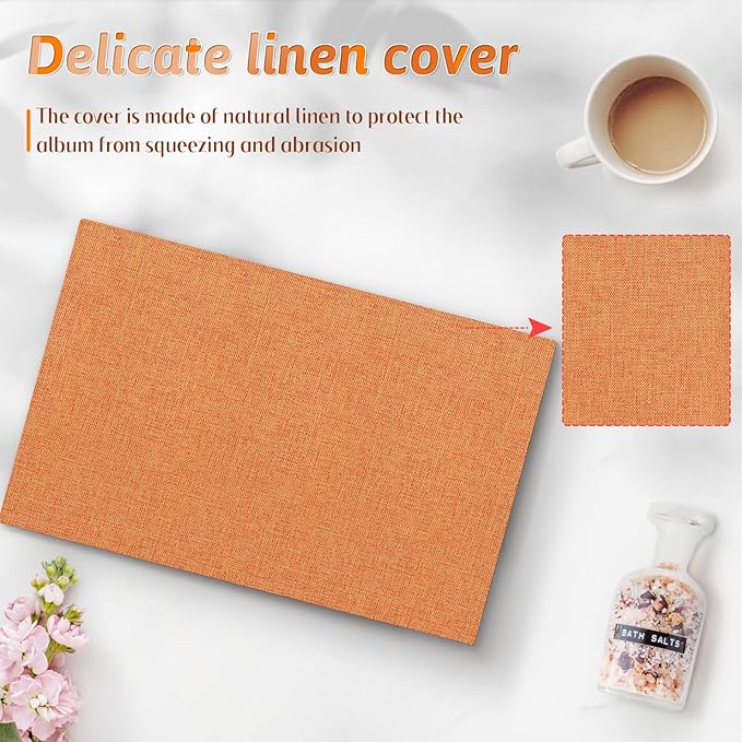 Popotop Photo Album 4x6 48 Pockets for Wedding Gifts,Linen Hardcover Picture Albums for Family Anniversary Baby Vacation Pictures