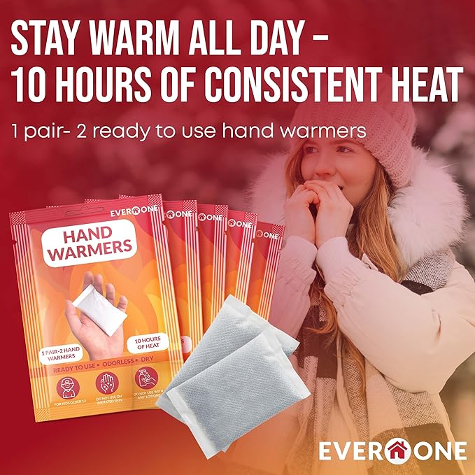 Hand Warmers - Long-Lasting, Safe, Natural, Odorless Air-Activated Warmer
