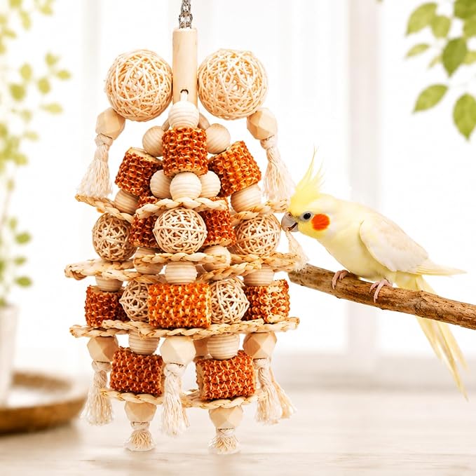 Bird Toys Natural Corn Cob Loofah Chew Toys for Small Medium Parrots | Bird Chew Toys,Cage Accessories,Natural Corn Cob Loofah Slices,for Cockatiels Lovebirds Small&Medium Parrots,Keep Bird Active