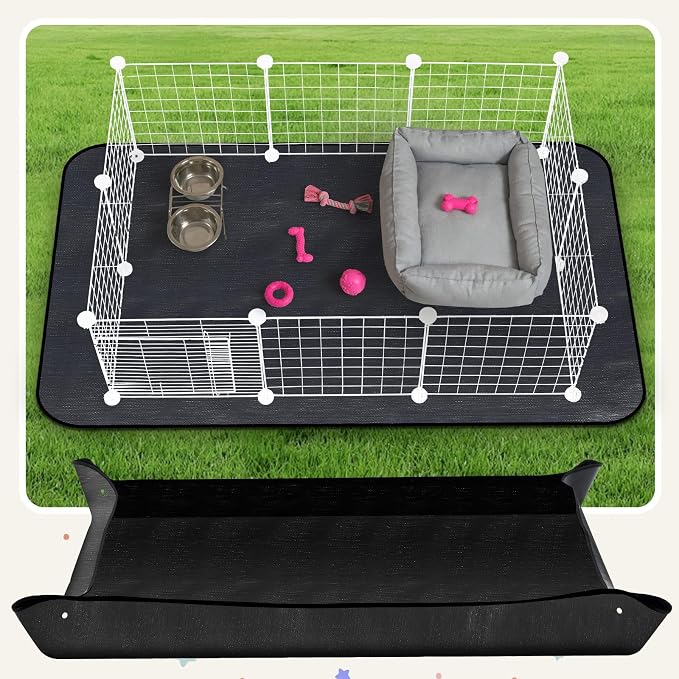 Abbylike 2 Pcs Waterproof Washable Pet Playpen Mat 59" x 39" Large Reusable Guinea Pig Cage Liner Tarp Base Protect Floors Habitat, for Rabbits, Bunny, Guinea Pig, Ferret, Small Animals
