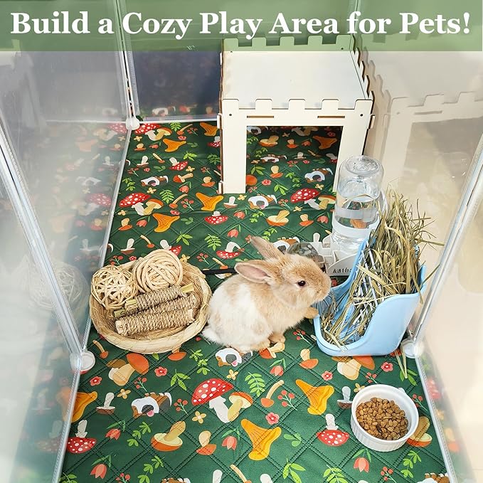 Guinea Pig Cage Liners 47 x 24 Washable Cage Pads Rabbit Bedding Reusable Absorbent Pee Pads for Small Animals Bunny Ferret Chinchilla Hamster