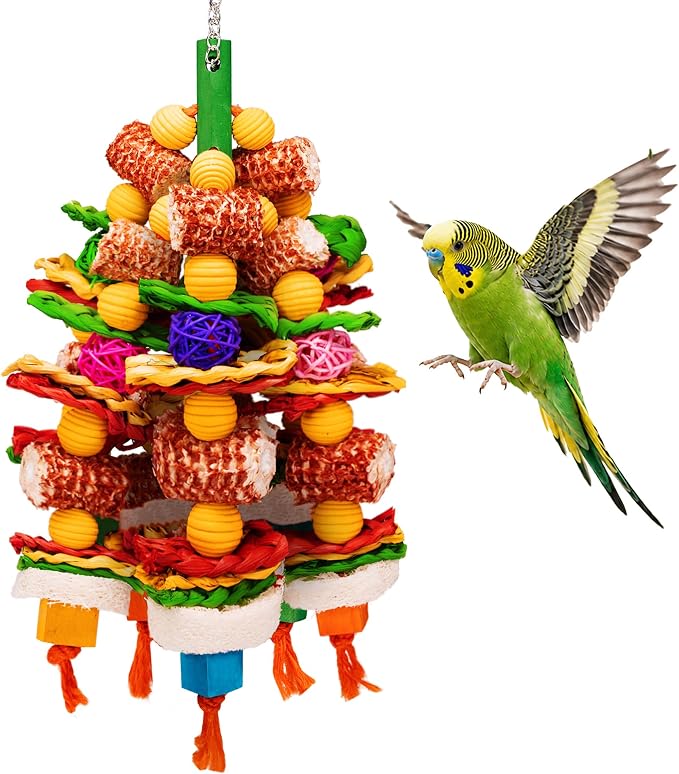 Bird Toys Natural Corn Cob Loofah Chew Toys for Small Medium Parrots | Bird Chew Toys,Cage Accessories,Natural Corn Cob Loofah Slices,for Cockatiels Lovebirds Small&Medium Parrots,Keep Bird Active