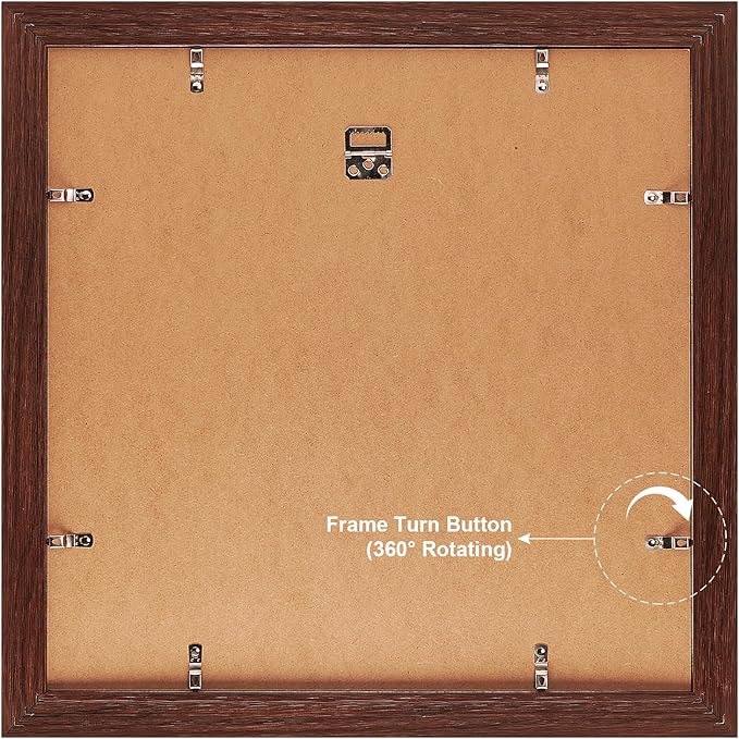 17x17 Picture Frame Display 9 opening 4X6 Picture Frame Collage,Multi Photo Frame with Mat,Plexiglass,Wall Mount Decor,Walnut Wood Grain