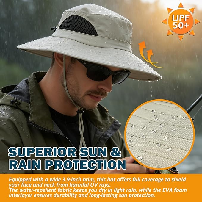 EINSKEY Wide Brim Sun Hat, UPF 50+ UV Protection Waterproof Packable Bucket Hat for Men & Women, Fishing Hiking Beach Garden