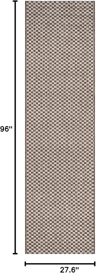 SAFAVIEH Washable Rug Outdoor Courtyard Collection - 2'3" x 8' Runner, Light Brown & Light Grey, Non-Shedding & Easy Cleaning, Ideal for Patio, Entryway, Mudroom, Hallway, Kitchen (CY8653-36321)