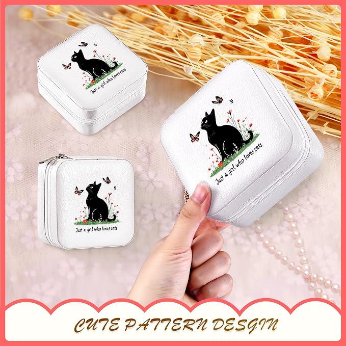 Black Cat Jewelry Box, Gifts For Kids Teens Girls, Black Cat Lovers Stuff Items Accessories Things Merchandise Decor Merch, Travel Ring Earrings Necklace Organizer Holder!