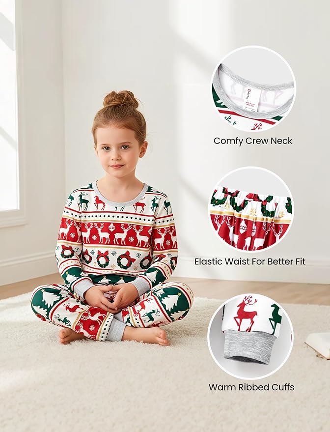 PATPAT Christmas Family Matching Pajama Sets Includes Christmas Socks - Perfect for Family Photos & Holiday Celebrations