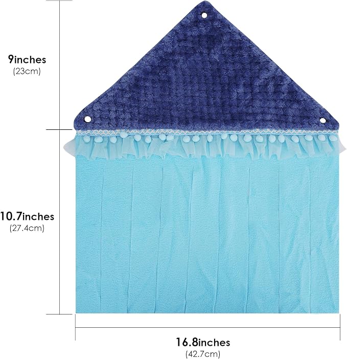 Lace Trim Guinea Pig Corner Hideout, Fleece Forest Cage Accessories, Pet Corner Hideaway for Guinea Pigs, Rabbits, Ferrets, Chinchillas, Hedgehogs (Blue)