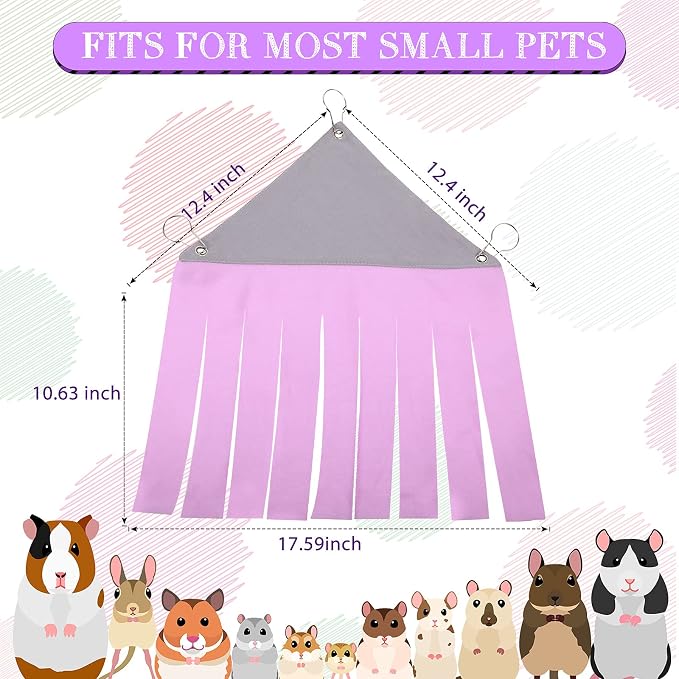 Shappy 2 Pcs Guinea Pig Hideout Hideaway Cage Hammock, Pink Heart | Corner Hideout Hammock, Soft Fleece for Ferrets Chinchillas Hedgehogs, Cozy Hide with Fringe Curtain Design