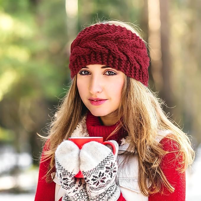 DRESHOW Winter Knit Chunky Headbands for Women Crochet Turban Knitted Ear Warmer Fashion Head Wrap 6 Pack