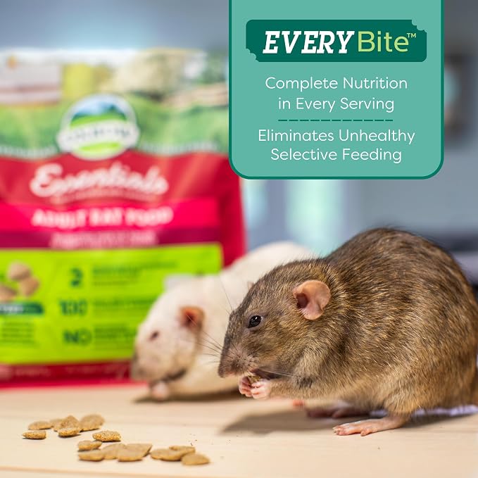 Oxbow Essentials Rat Food, Pet Food for Adult Rats, All-Natural Vitamin & Mineral Rich Formula, Veterinarian Recommended, Oxbow, Rodent Pellets, Made in USA, No Artificials, 3 lb. Bag | Uniform Rat Food Pellets, Veterinarian Recommended, Vitamins And M...