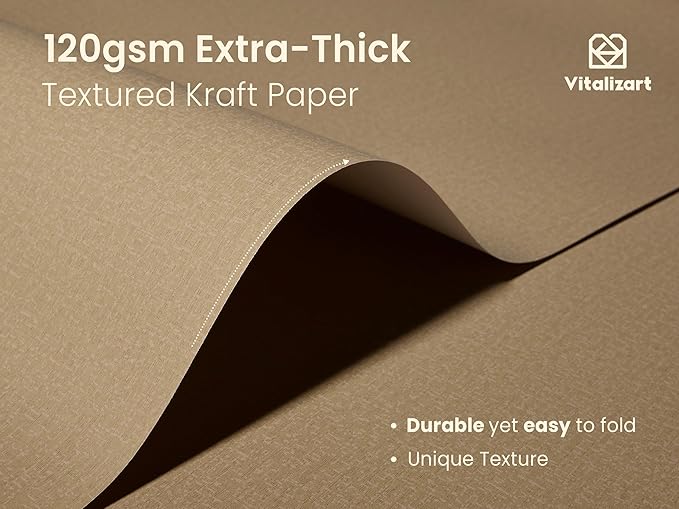 Vitalizart Textured Wrapping Paper Set 30" Roll Twine Ribbons & Tags Extra Thick All-in-One Neutral Tan Kraft Christmas Gift Wrap Birthday Baby Shower Wedding Crafts Vintage Minimalist Housewarming Flower Book