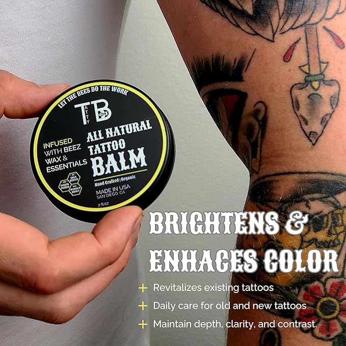 Tattoo Aftercare Balm – Fast Healing Tattoo Cream for New & Old Tattoos | Soothes, Hydrates & Brightens Ink | Natural Beeswax & Manuka Honey | 2 fl oz (2 Ounce, Coconut & Lime)