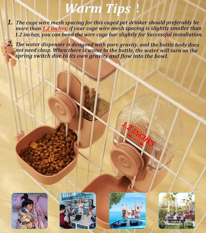 Rabbit Water Dispenser,Bunny Food Bowl,Ferret Feeders Water Bottle for Cage | Hanging Auto Ferret Food Water Dispenser, Auto Gravity Pet Feeder and Waterer Set, Cage Cat Food Bowl Dog Feeding Station