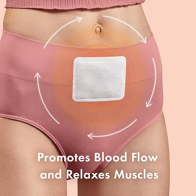 Rael Herbal Heating Patches - Period Cramps, Ultra Thin Design, On The Go Size (8 Count)