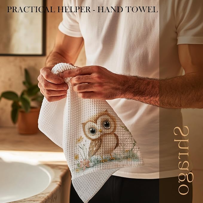 Owl Decor Kitchen Towels, Gifts for Owl Lovers Dish Tea Towels for Kitchen, Animal Lover Gifts Decorative Hand Towel for Kids Bathroom Decor, 16x24 Inch